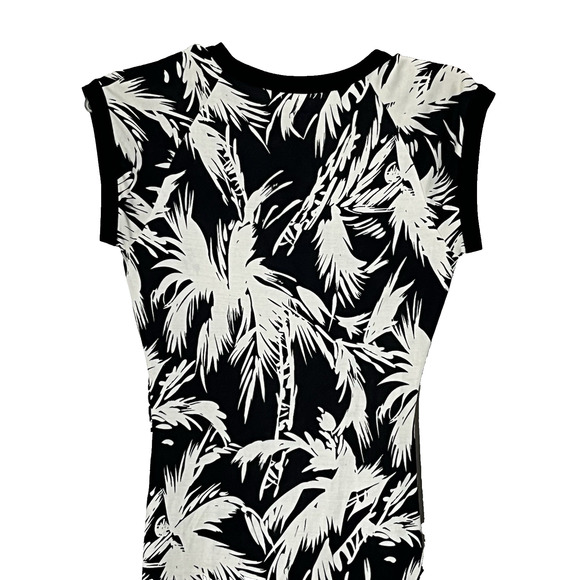 Diane Von Furstenberg Silk Knit Sheath Dress 6 Black White Palms - Runs SMALL - Picture 4 of 14